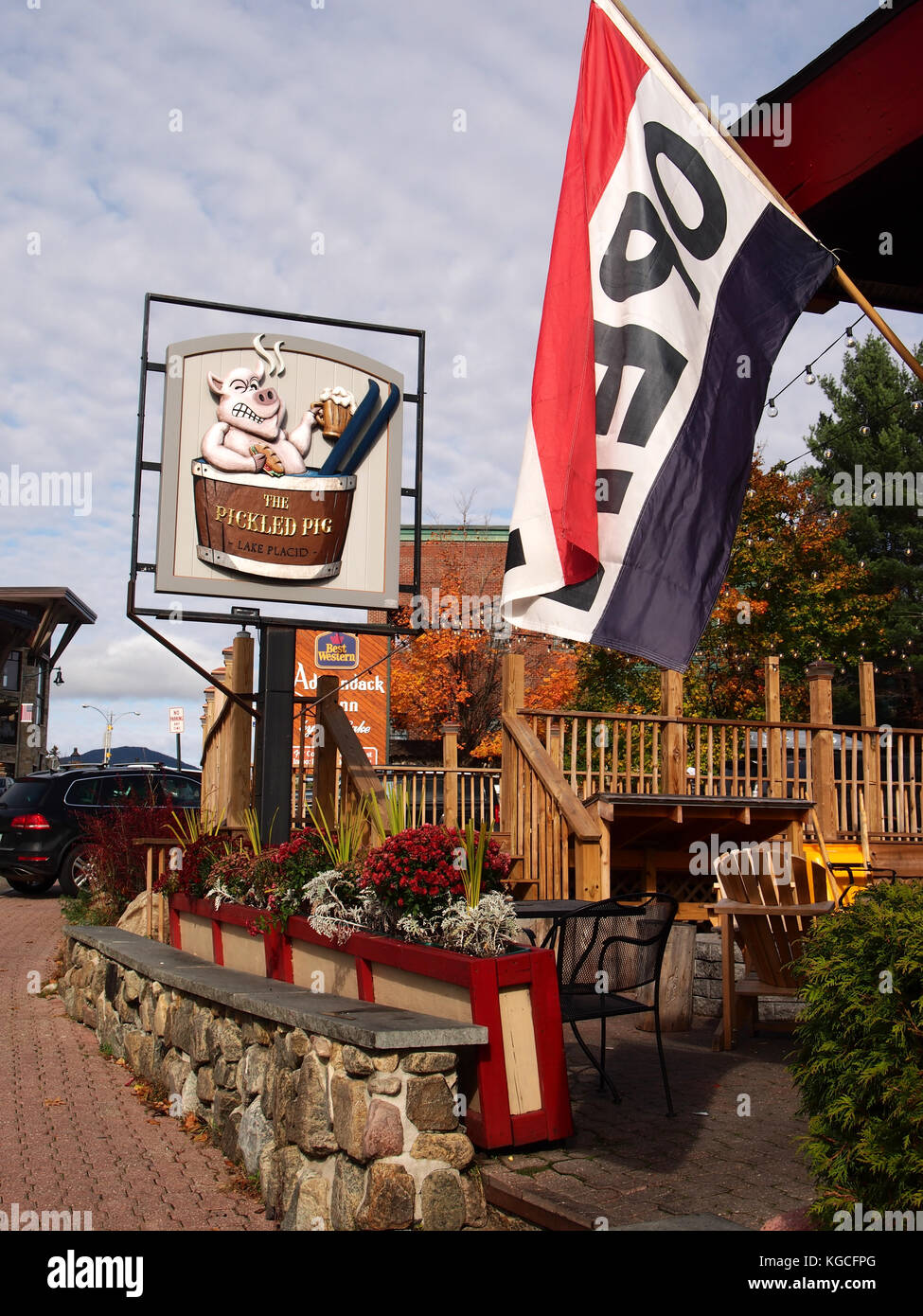 Lake Placid, New York, USA. November 4, 2017. Outside The Pickled Pig