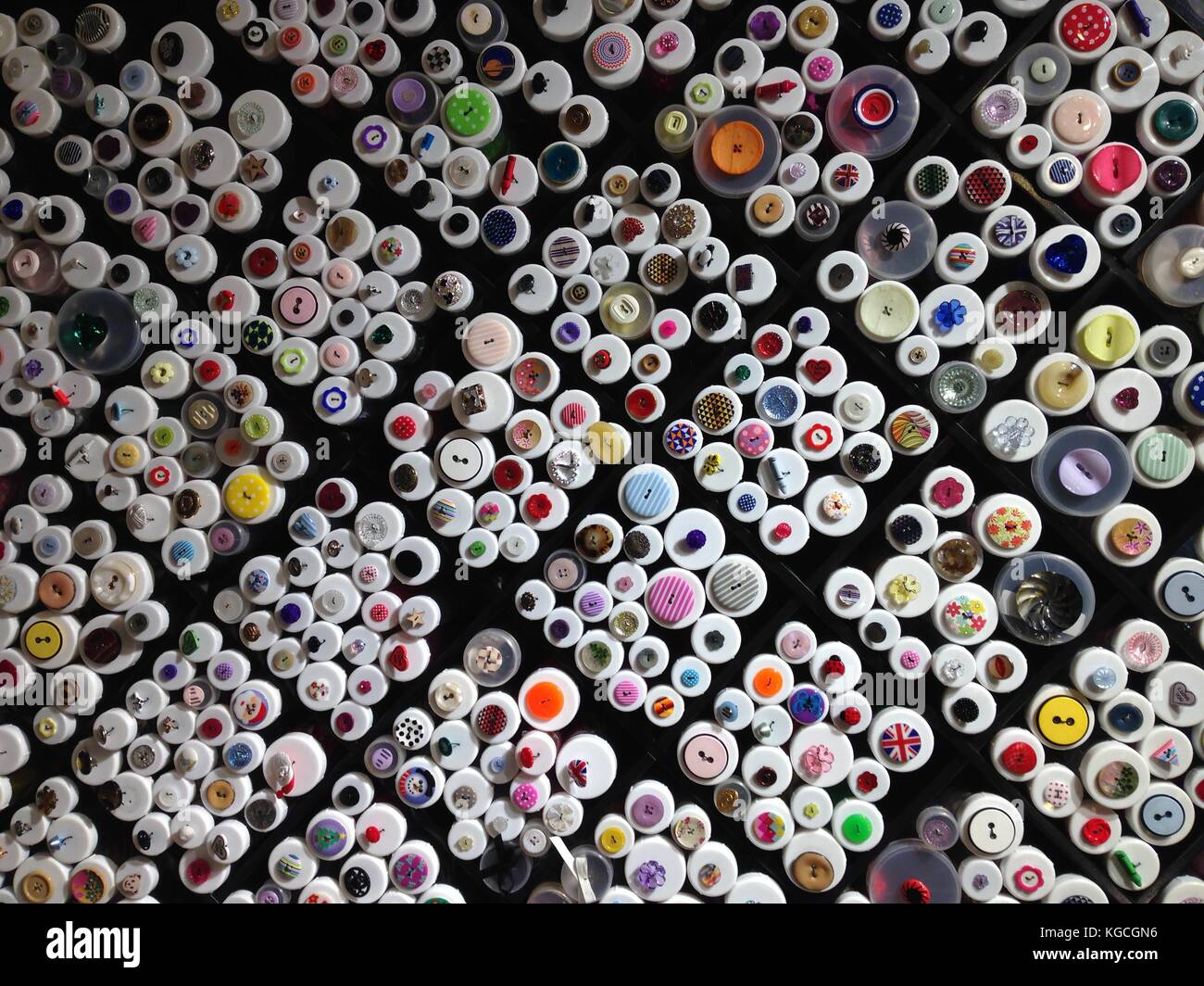haberdashery buttons in shop market retail many various haberdasher