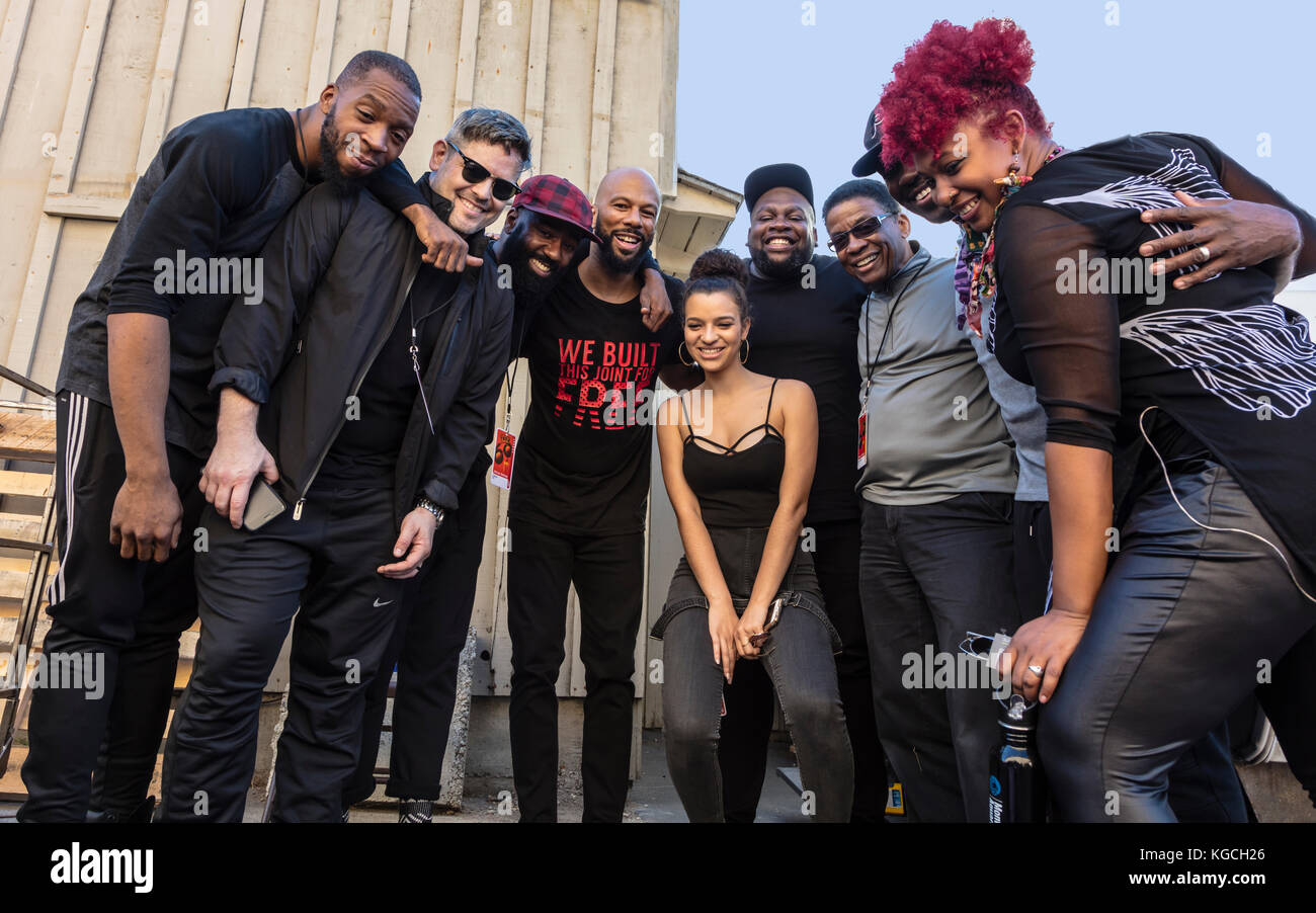 Hip hop artist COMMON back stage with his band at the 60th MONTEREY JAZZ FESTIVAL, CALIFORNIA Stock Photo