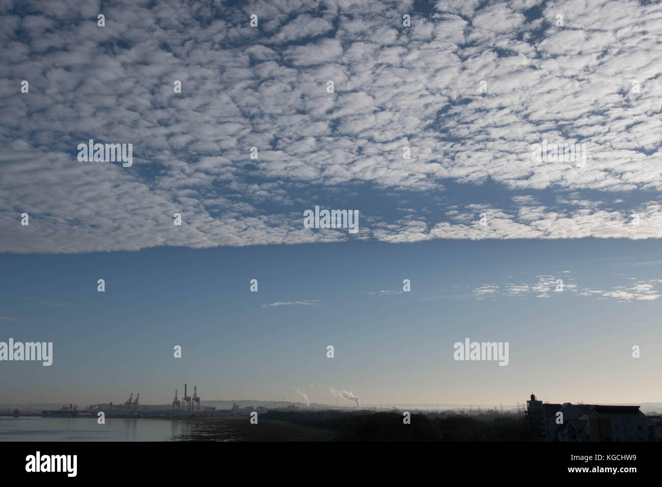 Altocumulus clouds symbols of settled weather Stock Photo