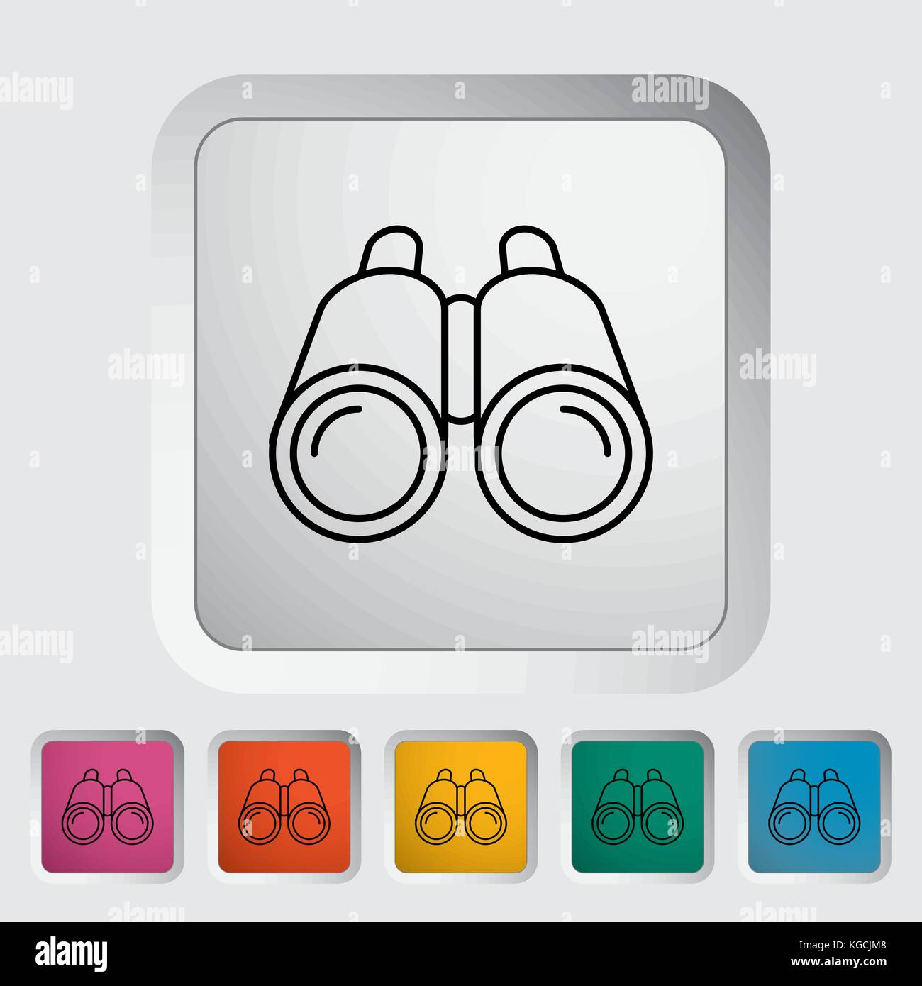 Binoculars outline icon on the button. Vector illustration Stock Vector