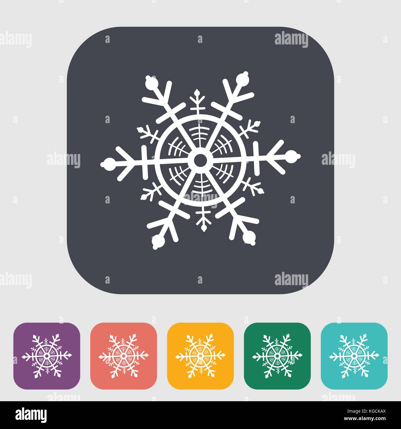Snowflake. Single flat icon on the button. Vector illustration Stock ...