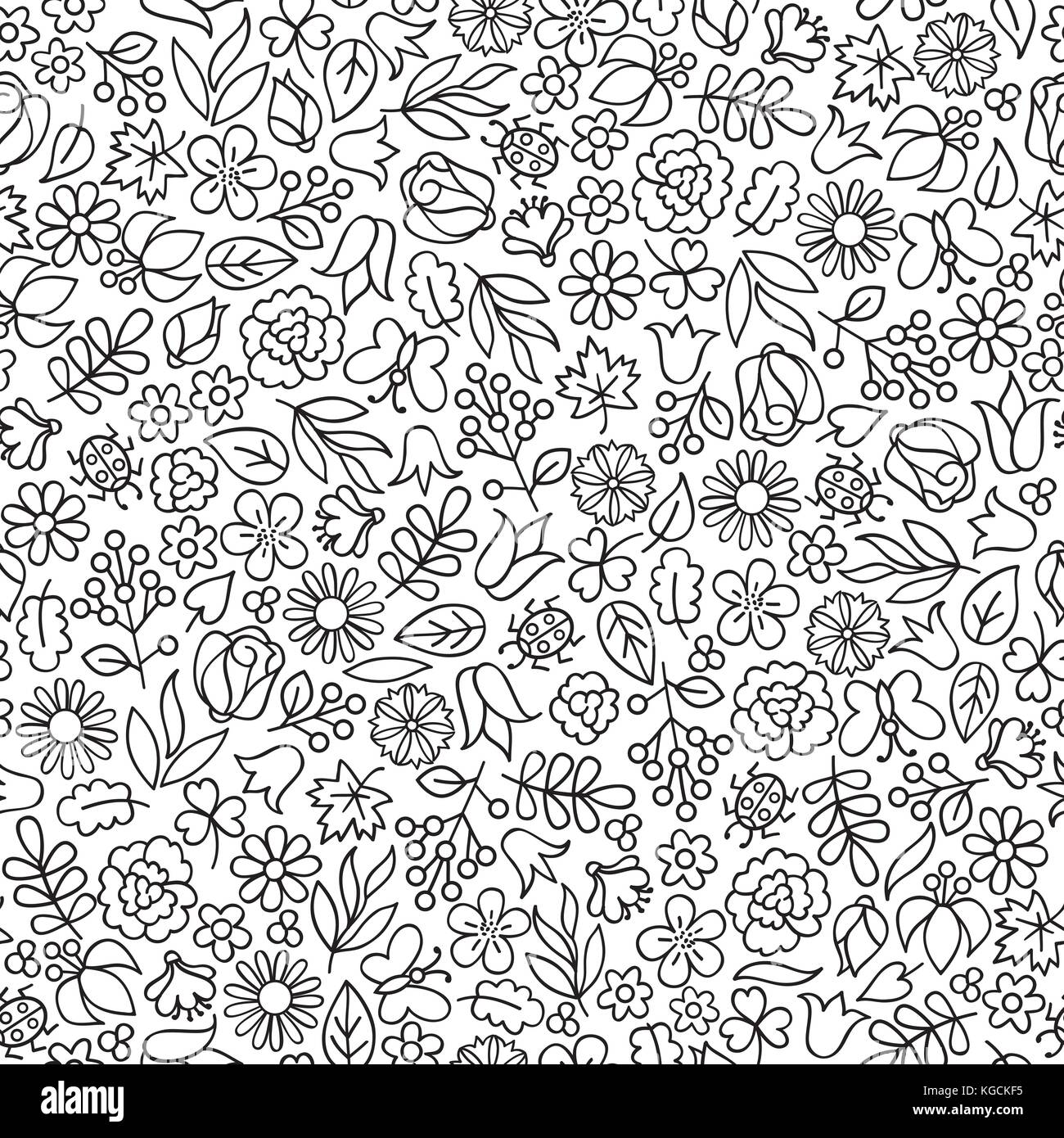 Flower Icon Seamless Pattern. Floral Leaves, Flowers White Texture 