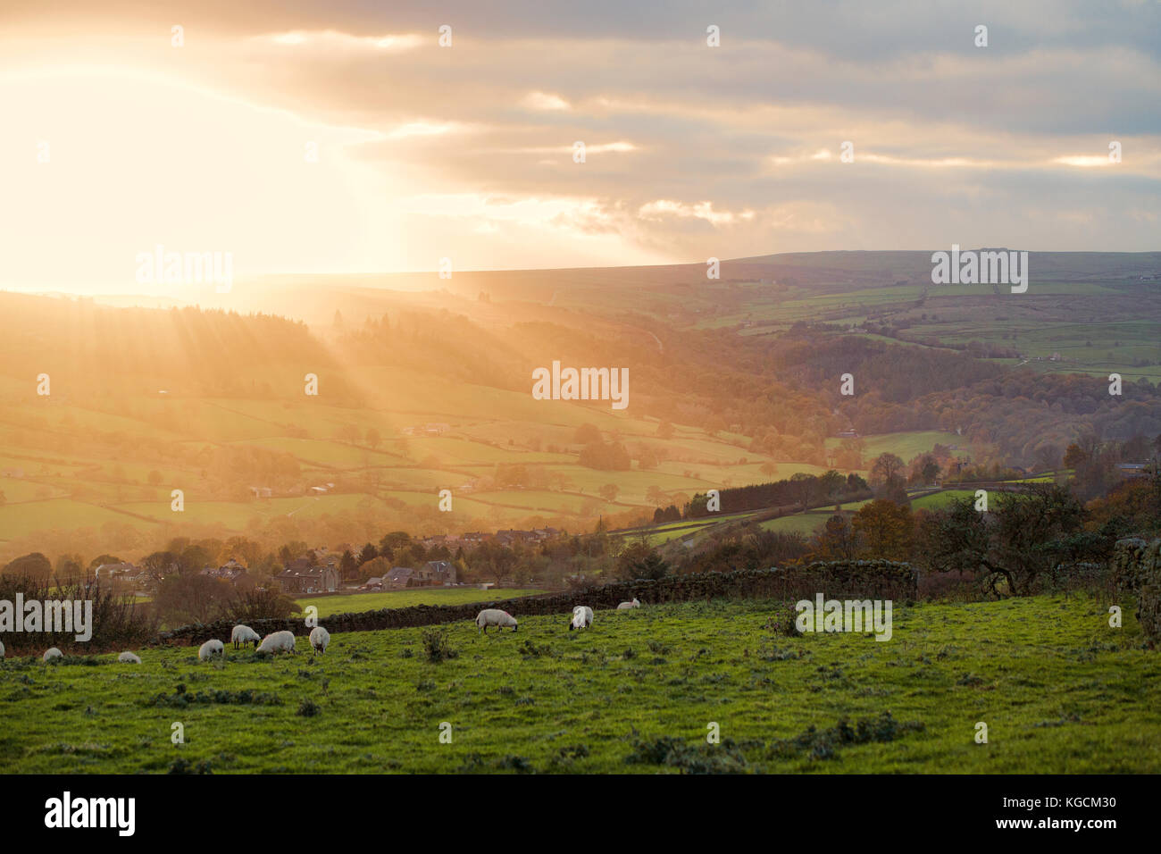 Yorkshire Dales Sun Beam Stock Photo