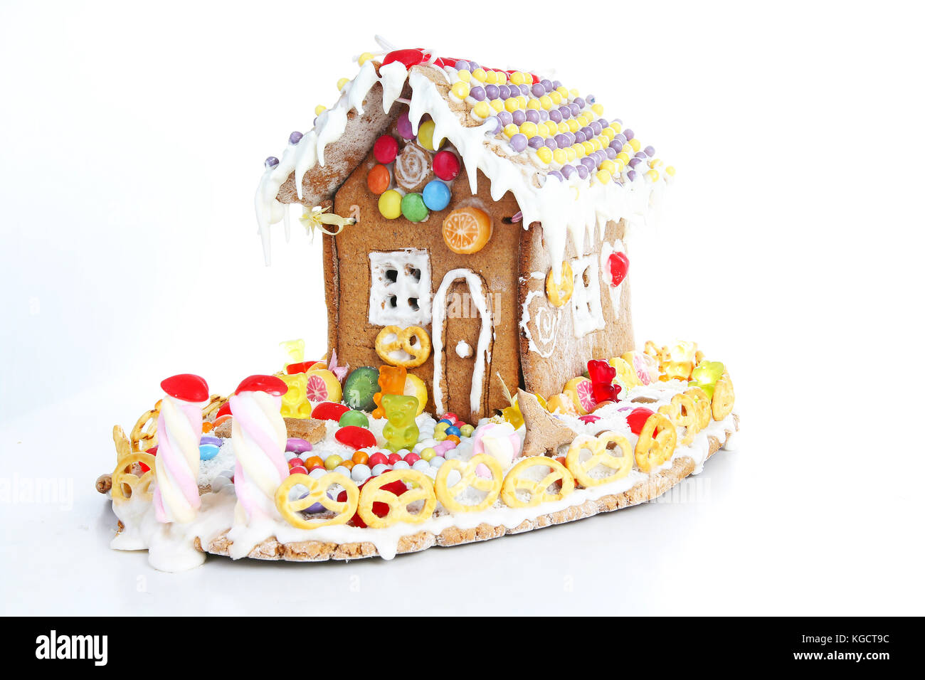 Gingerbread candy sugar house. Fairy tail candyhouse covered with snow
