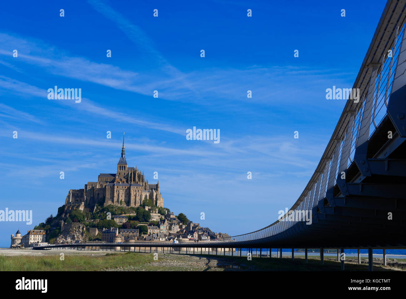 Mont St Michel new Bridge, MontSaintMichel, Benedictine abbey