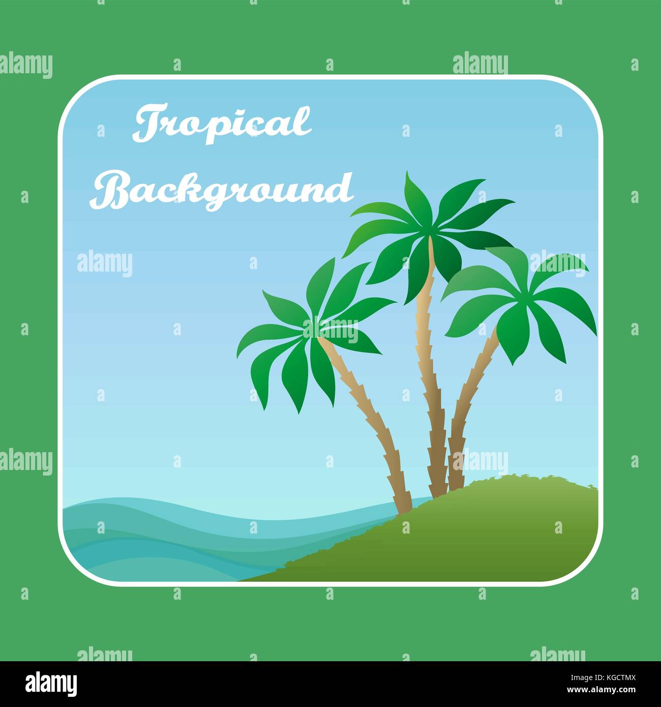 Landscape, Sea Island with Palm Stock Vector