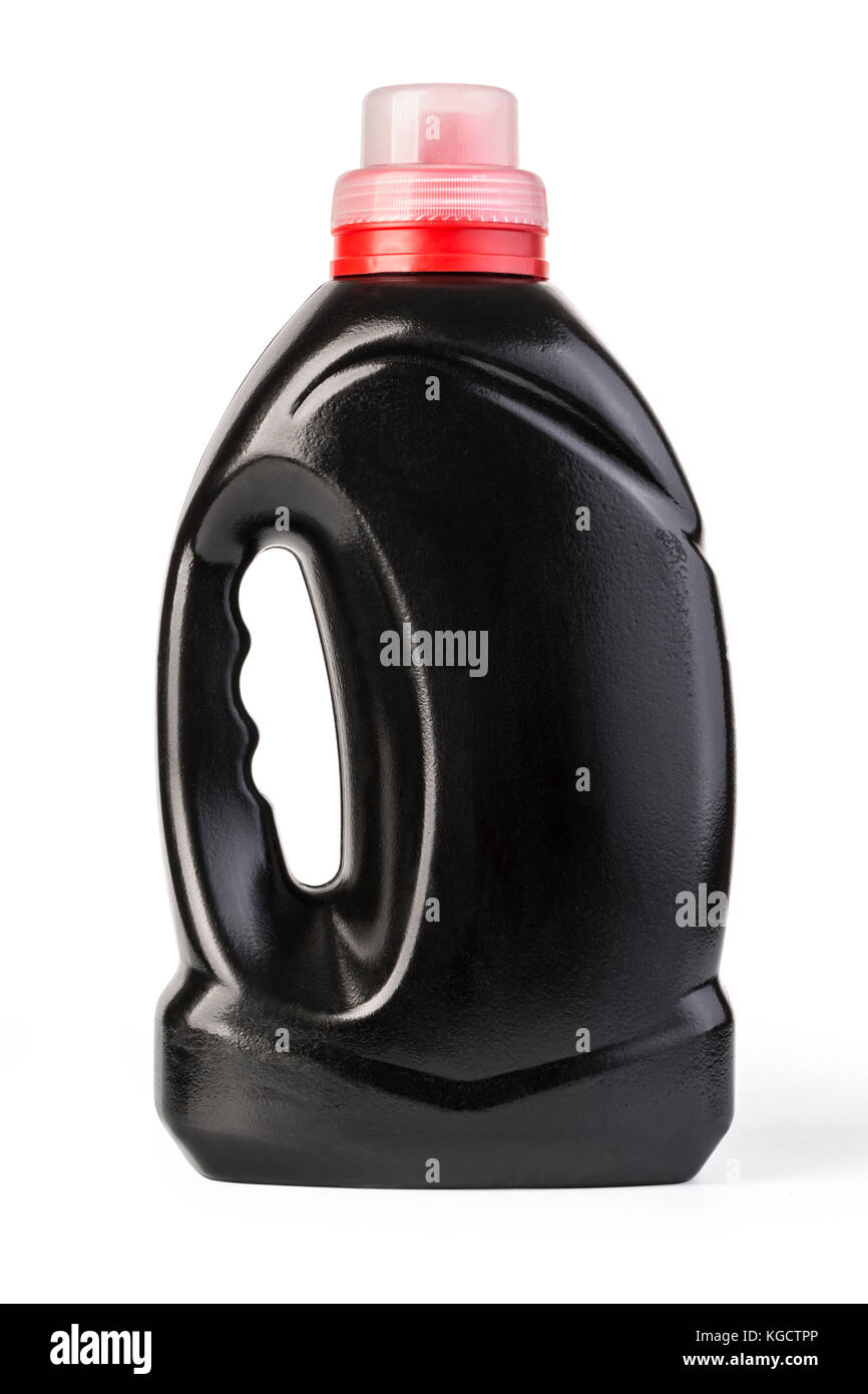 black plastic bottle isolated on white background with clipping path