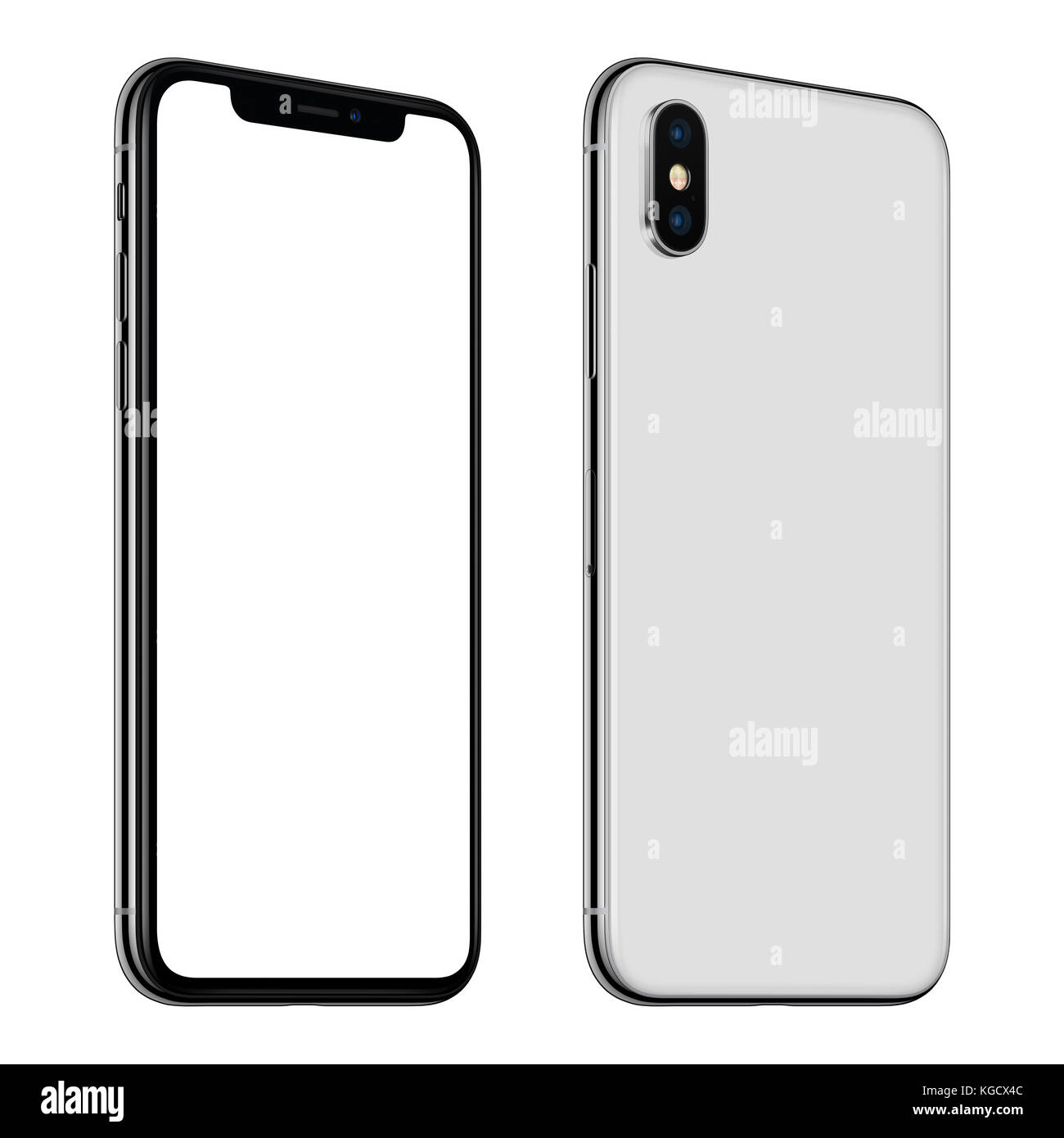 New white smartphone mockup similar to iPhone X front and back sides ...