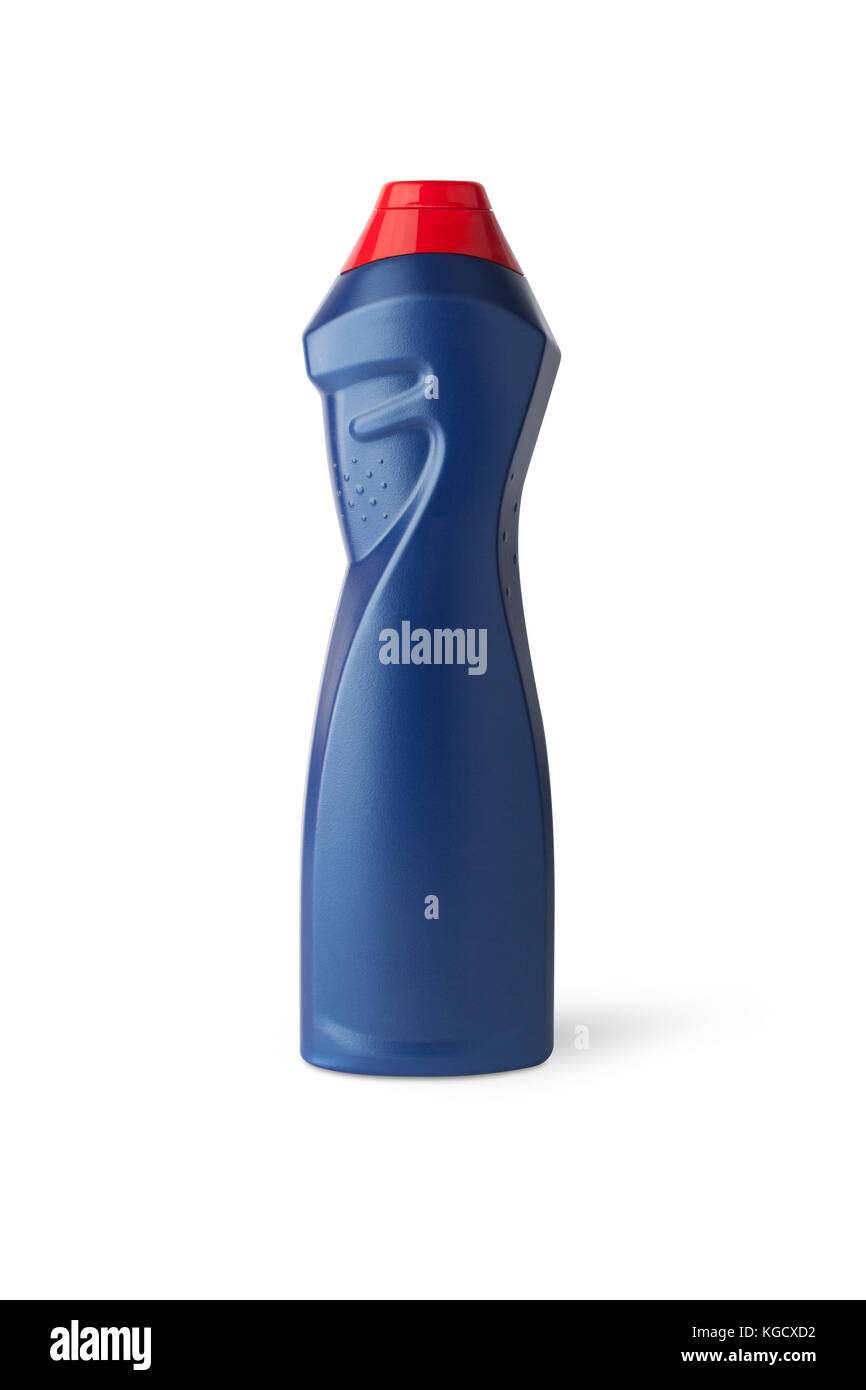 Plastic bottle. Blue color isolated on white background. With clipping