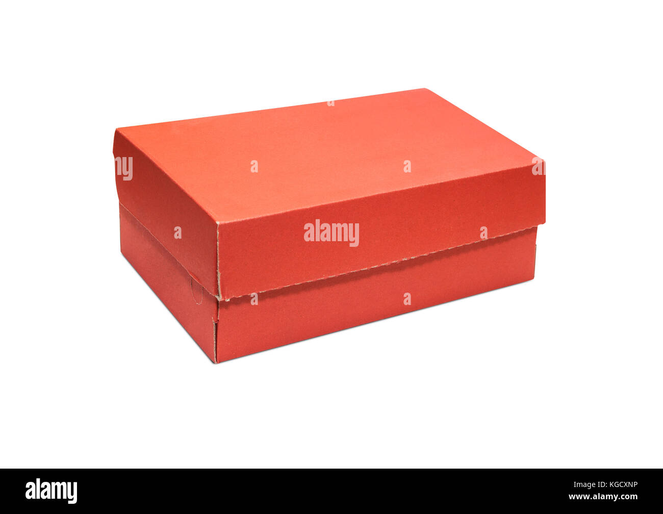 Empty Red Cardboard box with opened lid isolated on white background