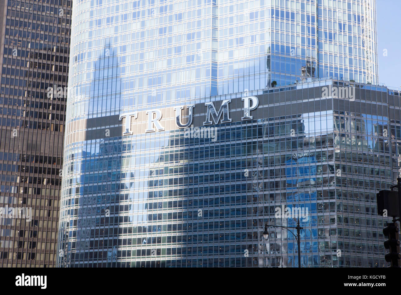 A view of the Trump International Hotel and Tower in Chicago Stock Photo