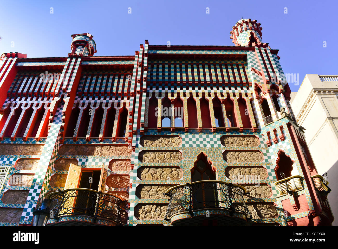Casa Vicens. Designed by architect Antoni Gaudi. Carrer de les Carolines, Barcelona, Catalonia, Spain. Stock Photo