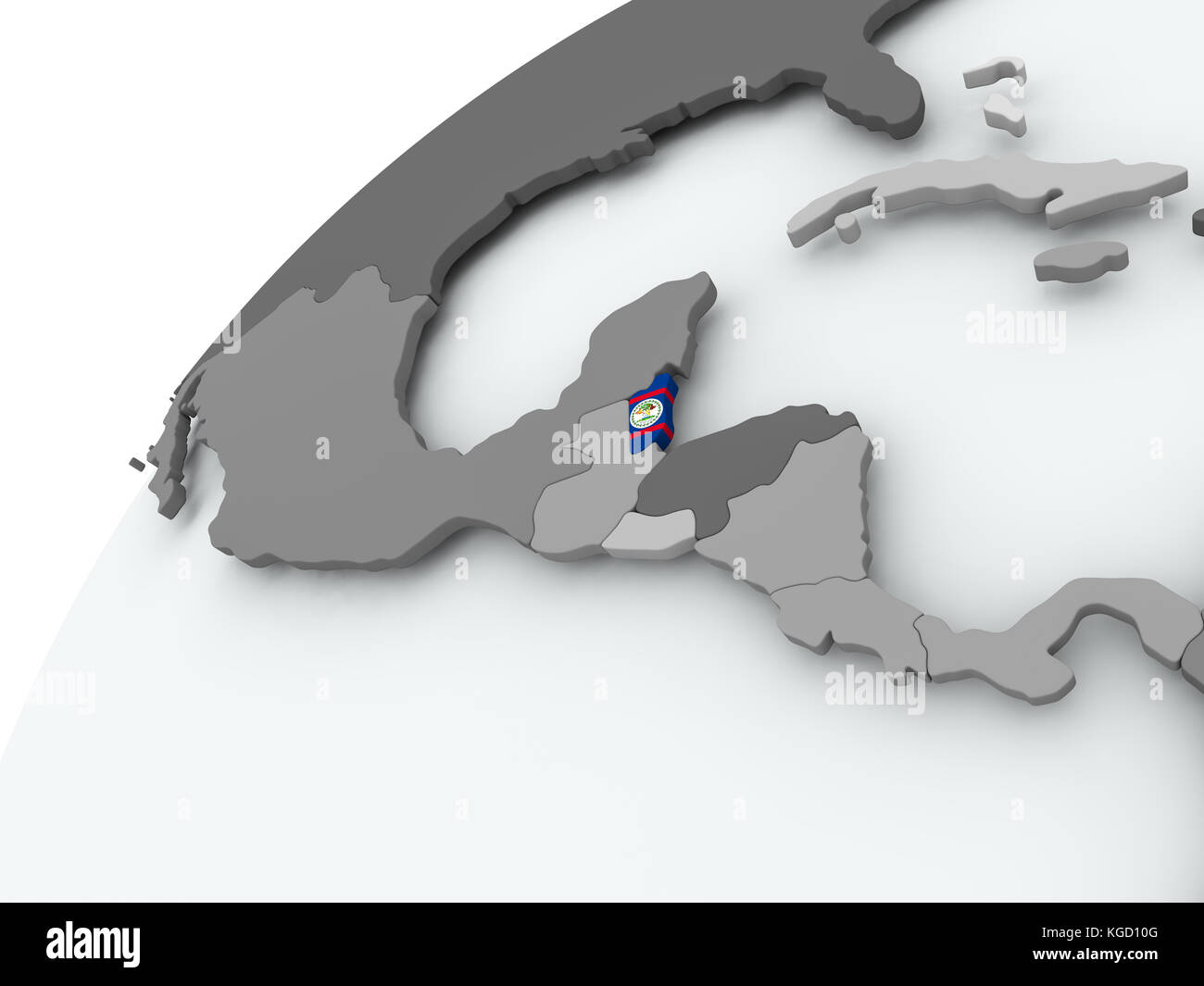 Belize with embedded flag on globe. 3D illustration Stock Photo - Alamy