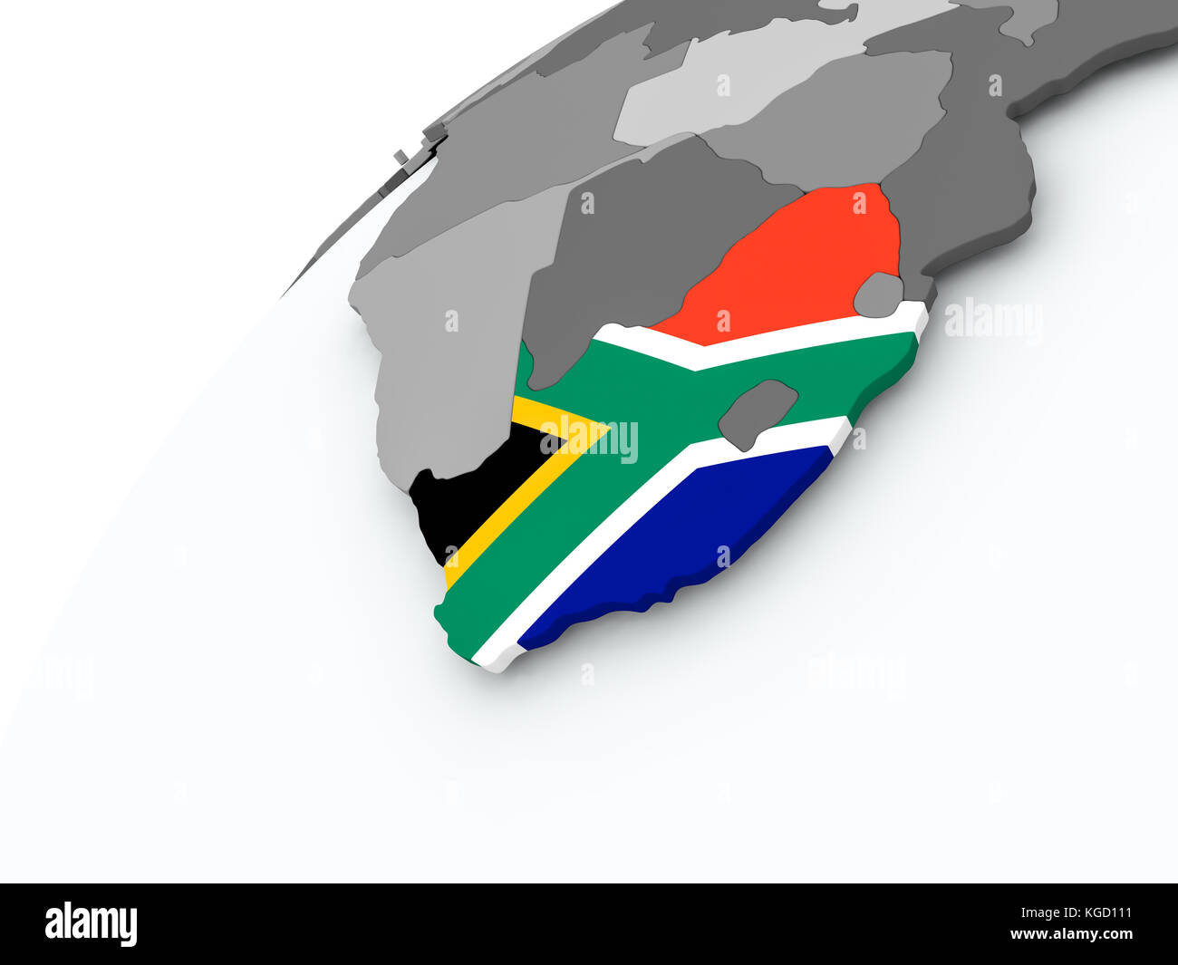 South Africa with embedded flag on globe. 3D illustration Stock Photo ...