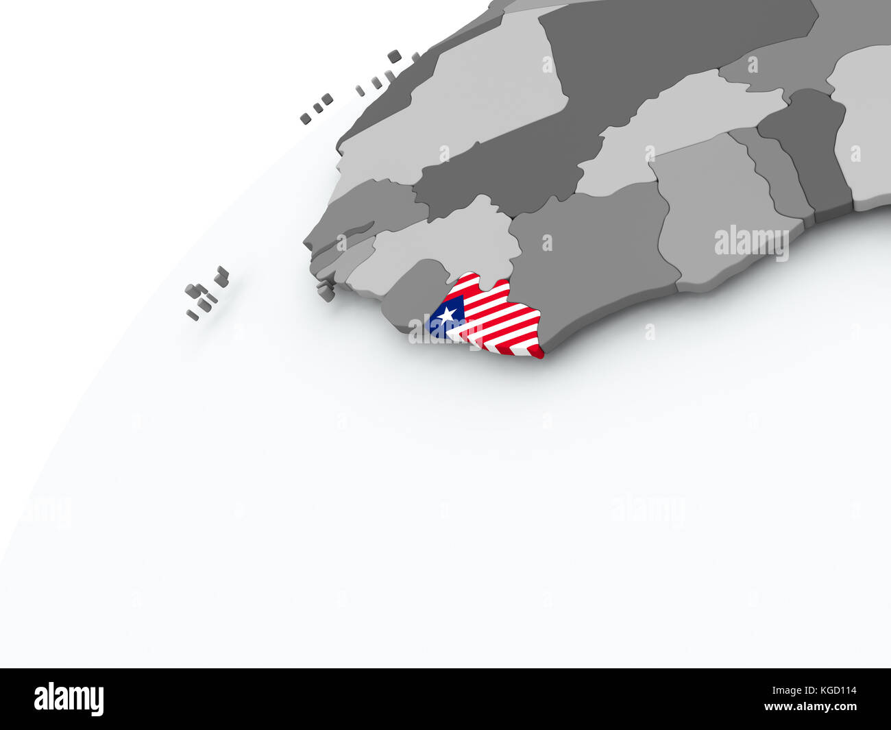 Liberia with embedded flag on globe. 3D illustration Stock Photo - Alamy