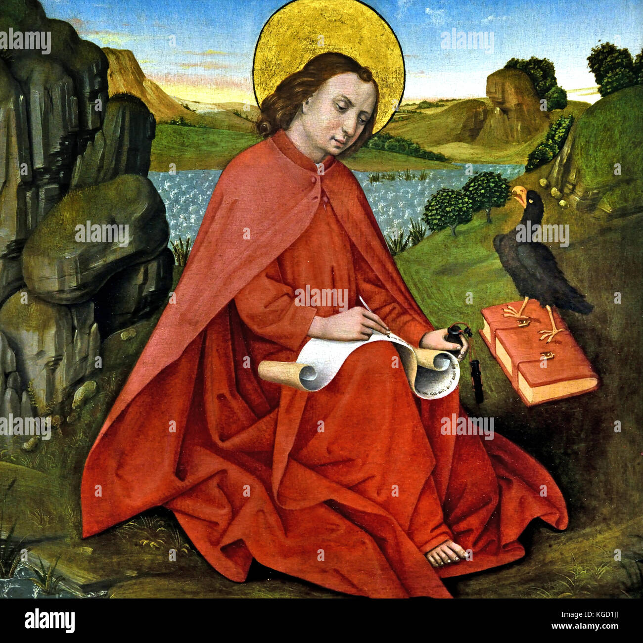 Saint john was exiled to the island of patmos hires stock photography