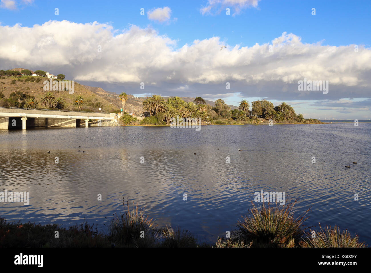 peaceful afternoon at Malibu Lagoon state beach, Malibu California Stock Photo