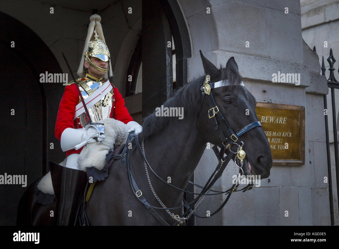 Mounted guard at the entrance to Horseguards Stock Photo Alamy