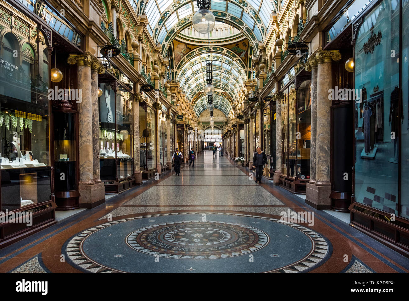 An arcade in the Victoria Quarter in Leeds. Stock Photo
