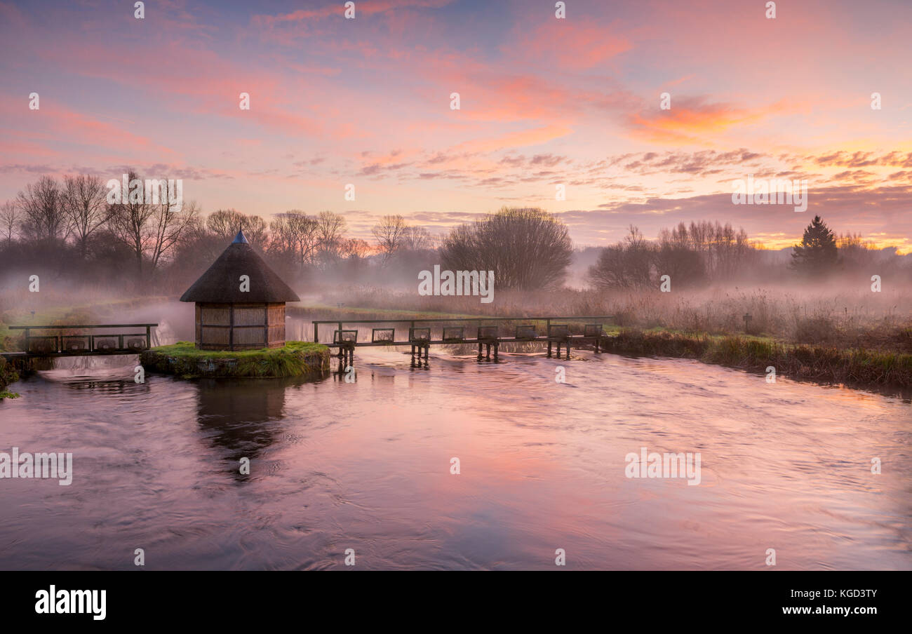Longstock eel traps on the River Test in Hampshire Stock Photo Alamy