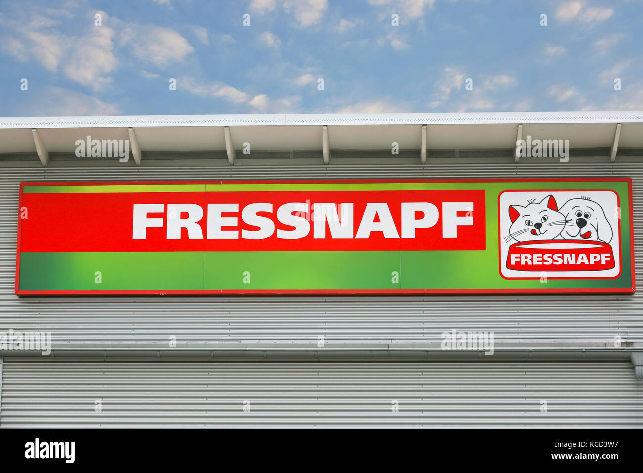 LINDEN, GERMANY JULY, 2017: Fressnapf Animal feed Trade chain sign ...