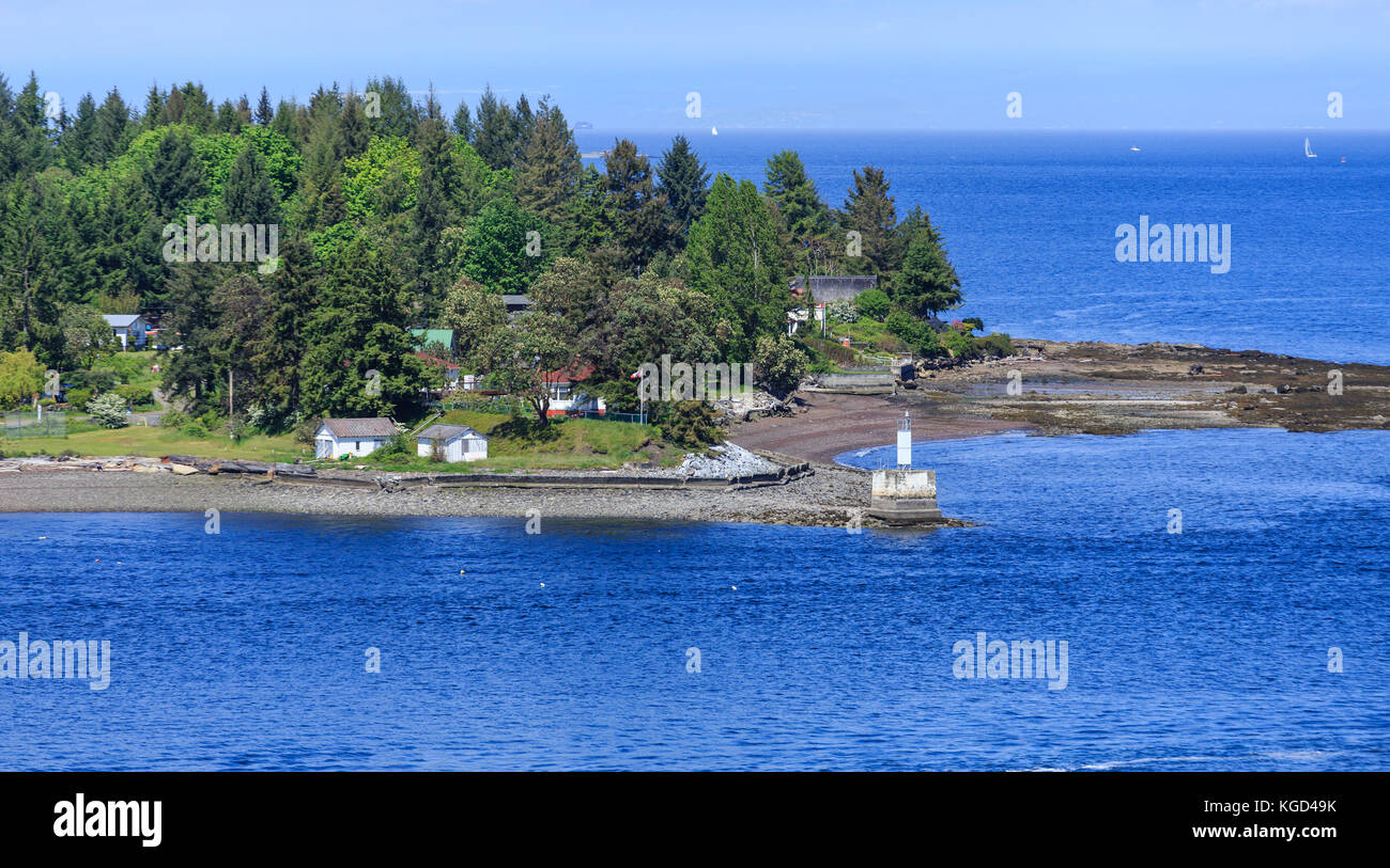 The Lighthouse on Gallows Point Near Nanaimo British Columbia Stock Photo