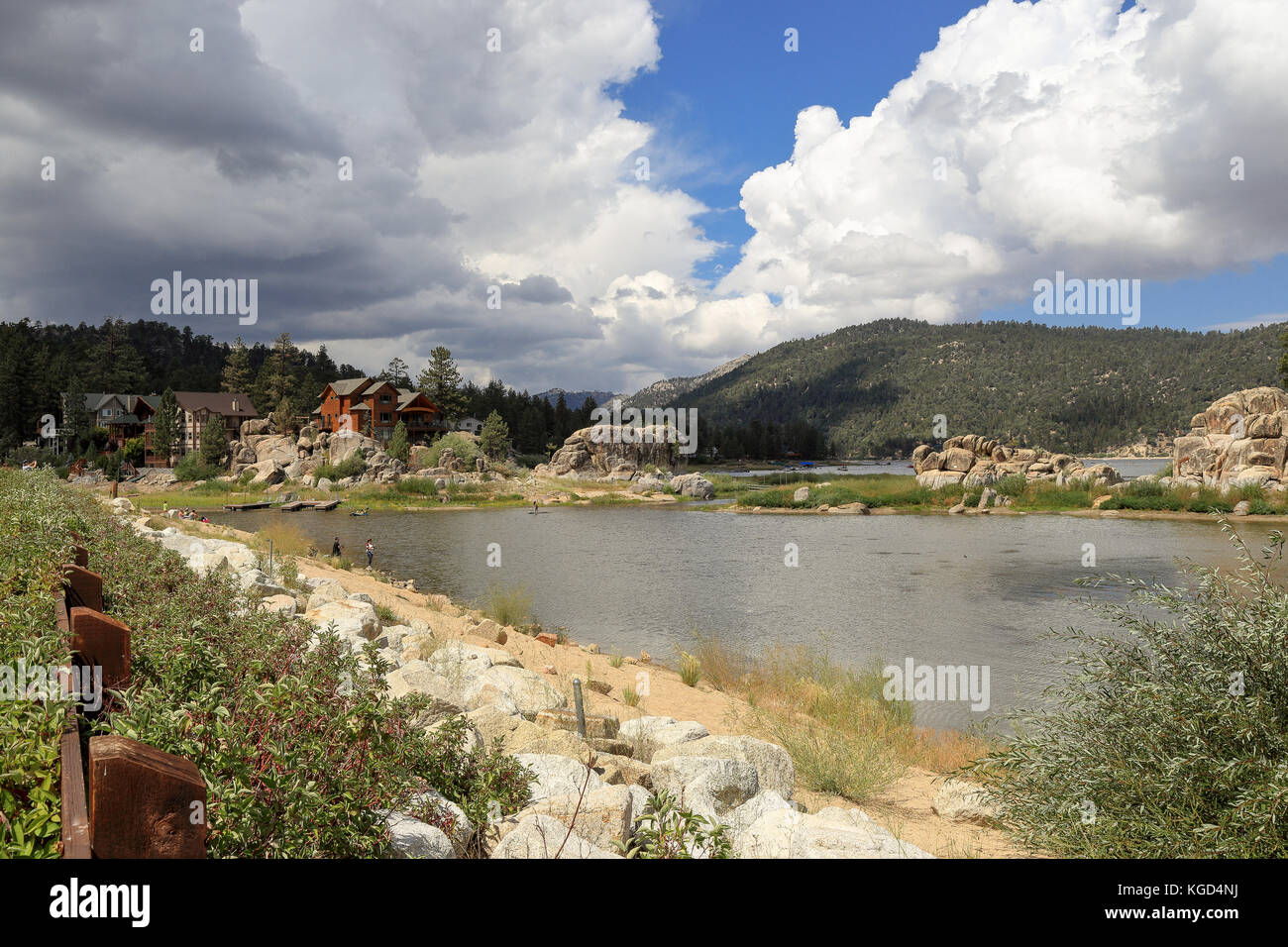 Fun afternoon at Boulder Bay park, Big Bear Lake California Stock Photo