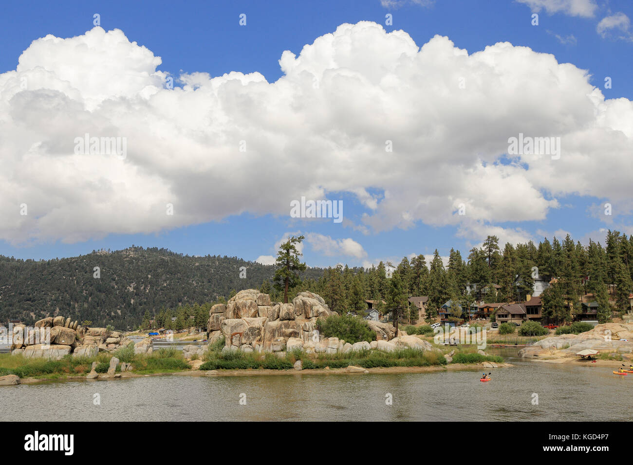 Fun afternoon at Boulder Bay park, Big Bear Lake California Stock Photo