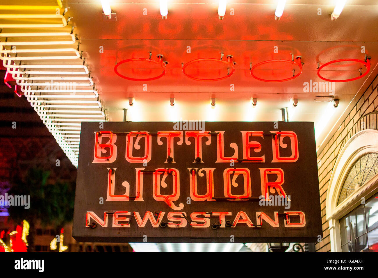 Neon sign for a bottled liquor store Stock Photo Alamy