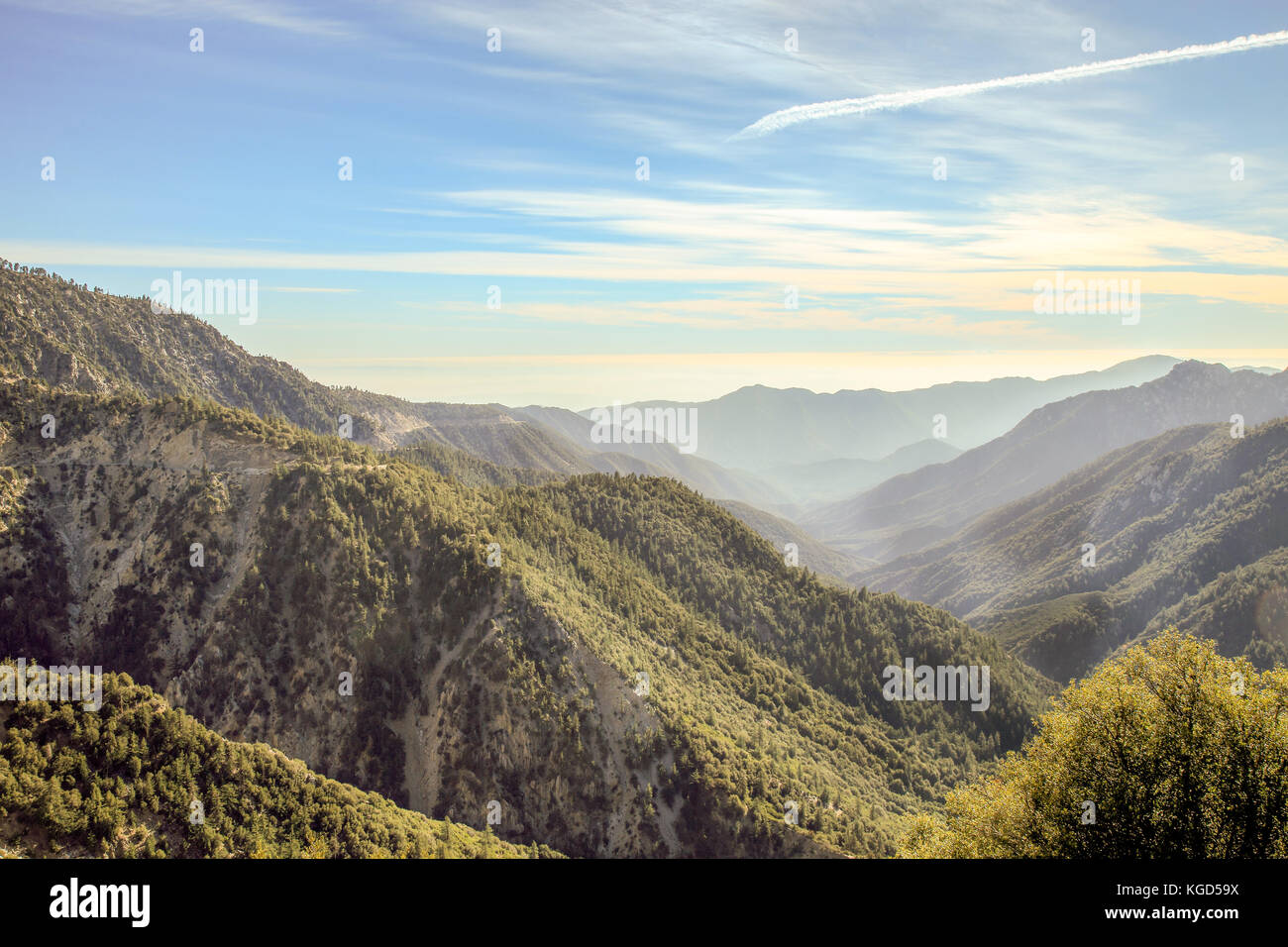 layer of mountain ranges  in Angeles Nation Forest, Arcadia California Stock Photo