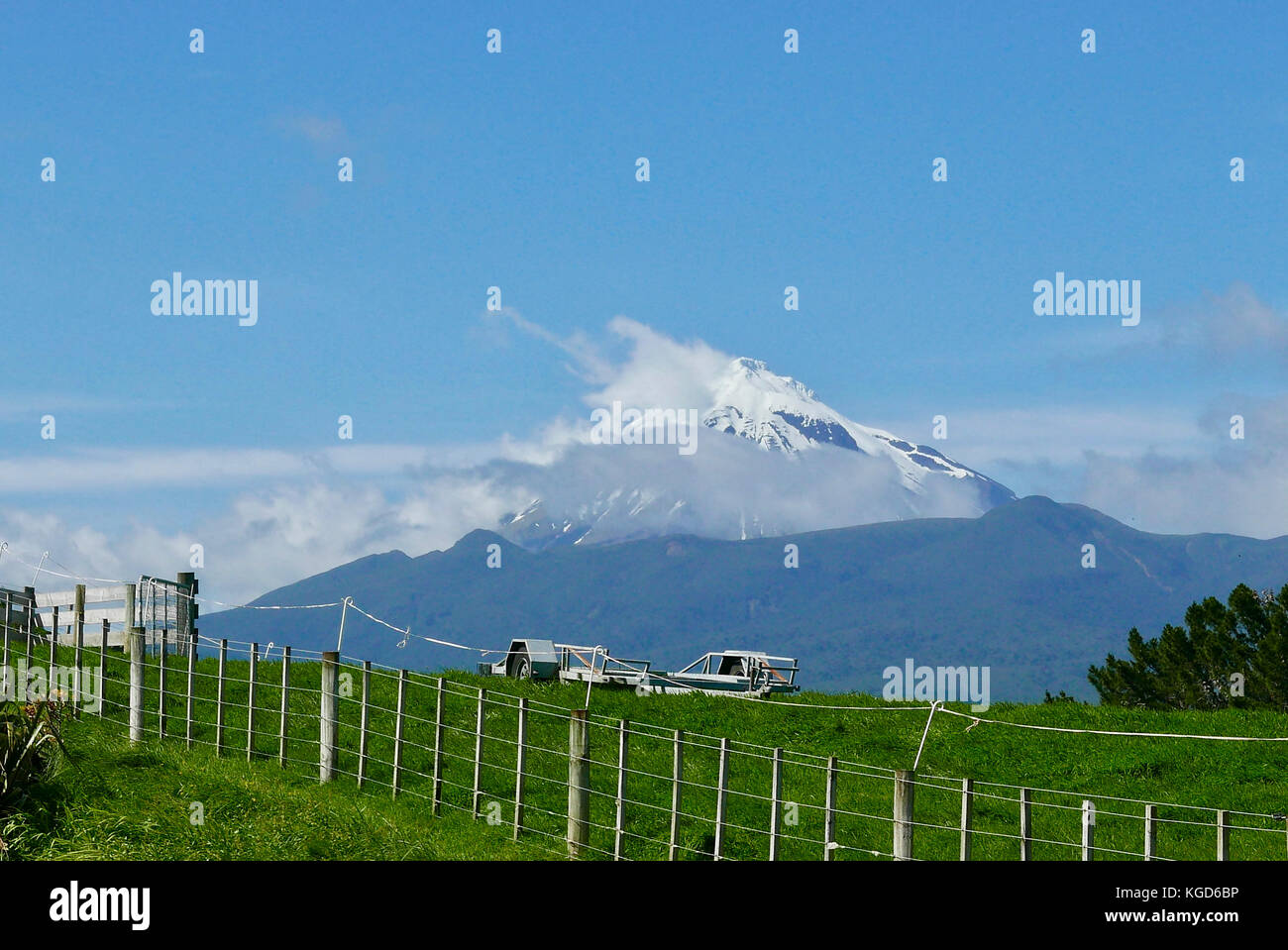 Mt Taranaki on spring morning Stock Photo
