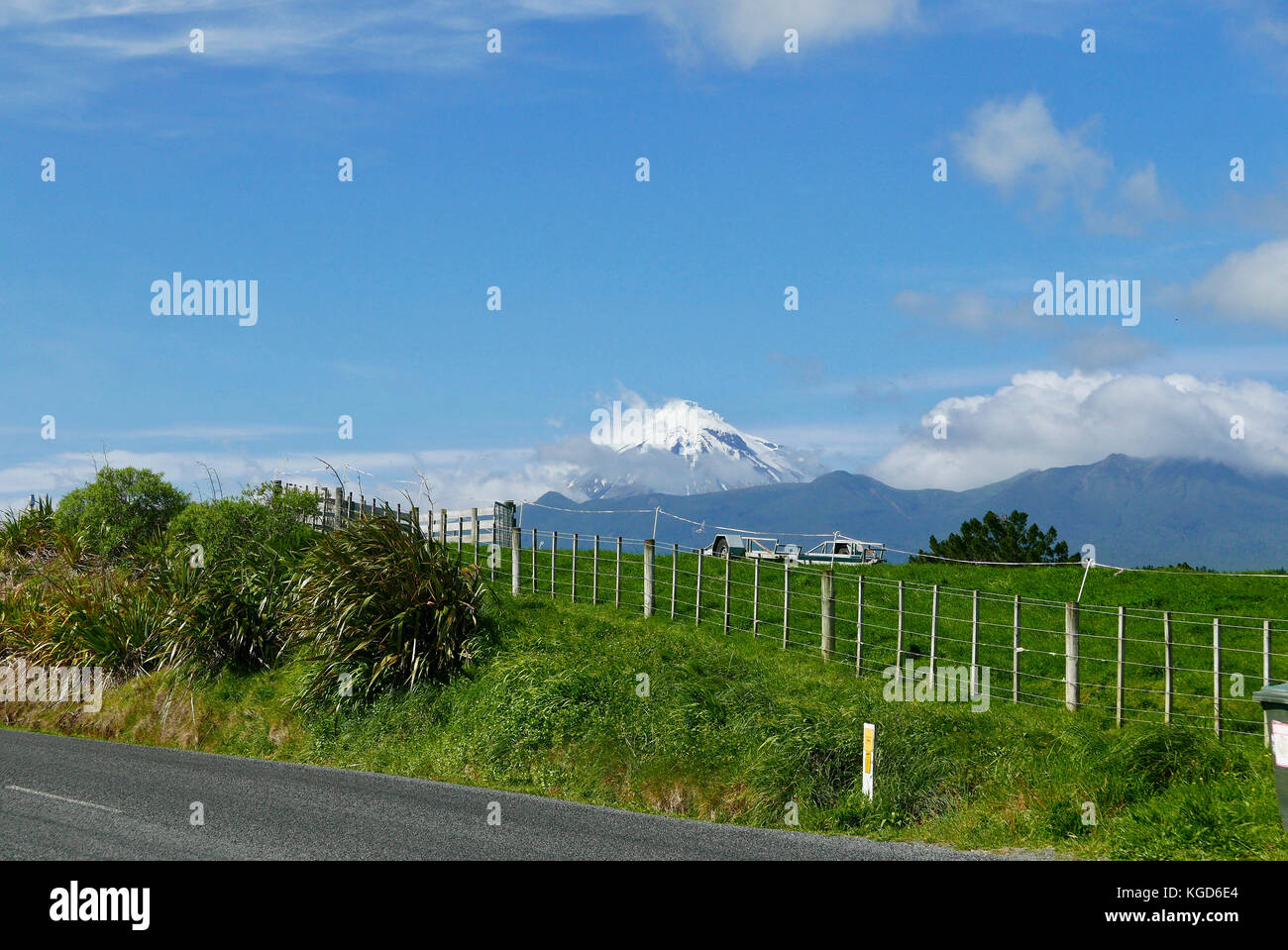 Mt Taranaki on spring morning Stock Photo