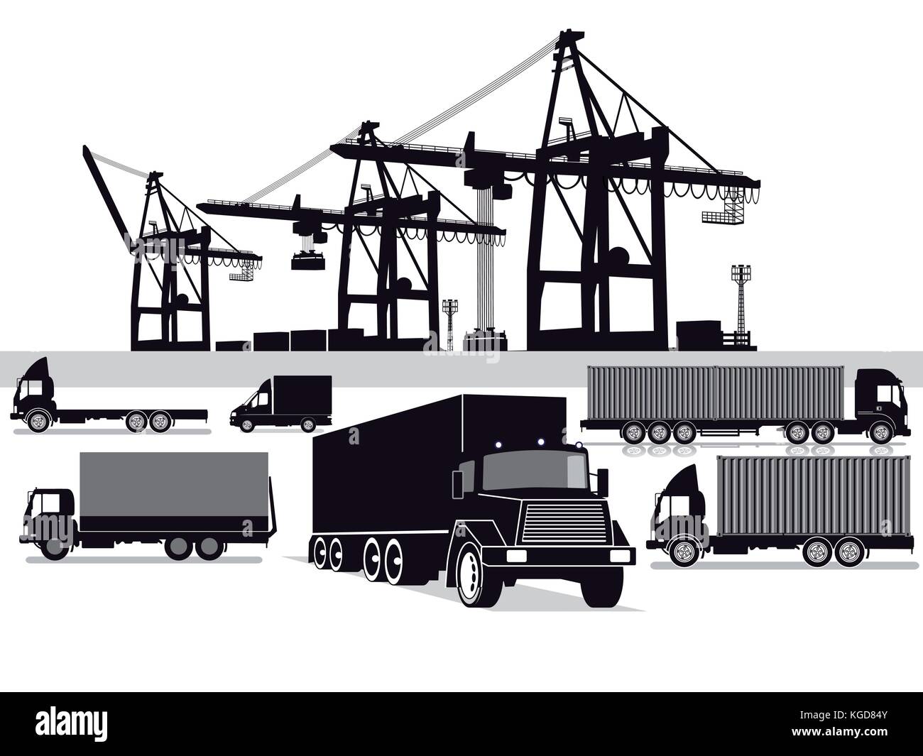 Freight, container transport, transport forwarding Stock Vector