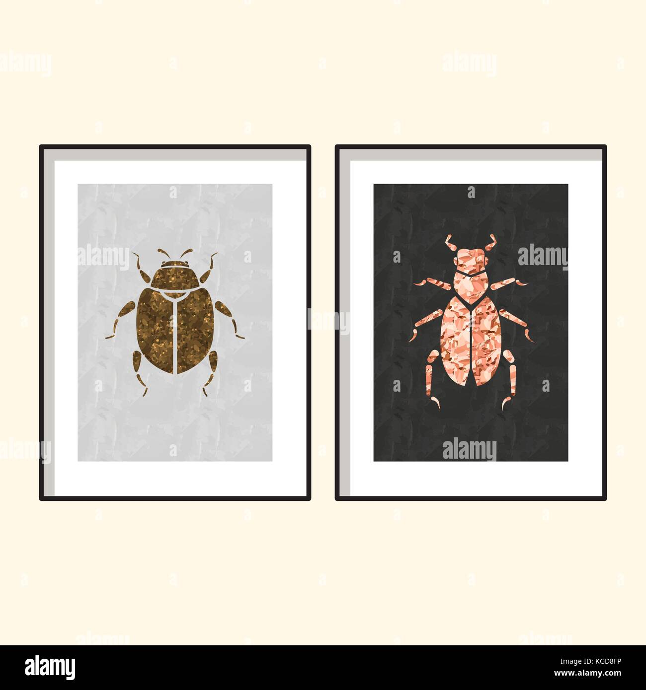 Beetle wall poster art designs vector. Stock Vector