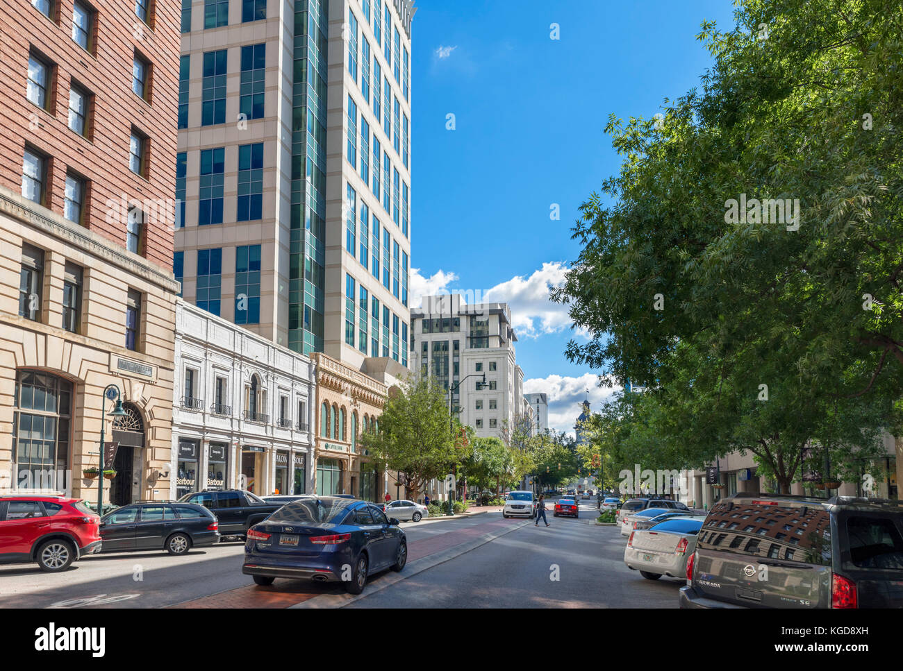 Main Street in downtown Columbia looking towards the State House, South Carolina, USA Stock Photo