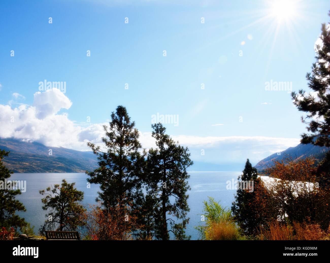 a beautiful sunny day at okanagan lake, peachland.British Columbia, Canada Stock Photo