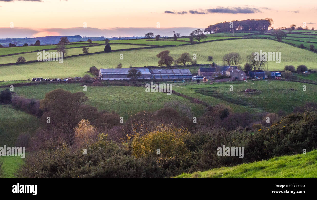 Countryside & Farm buildings near Belper, Derbyshire, England Stock Photo