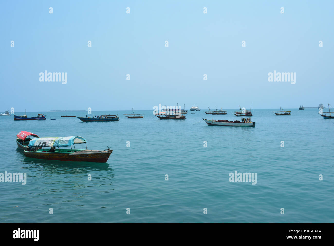 Fishing Boats on open sea Stock Photo