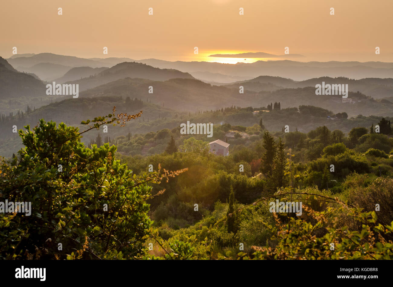 Corfu, Greek Islands in the late afternoon Stock Photo