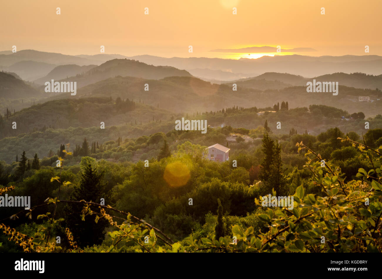 Corfu, Greek Islands in the late afternoon Stock Photo