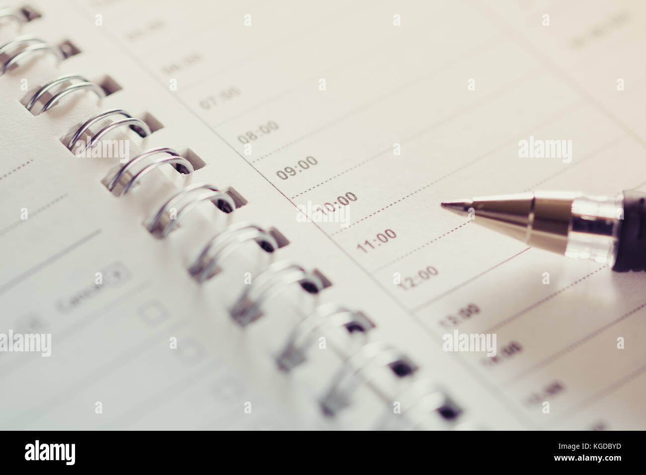 close up of empty schedule sheet for time management stock photo