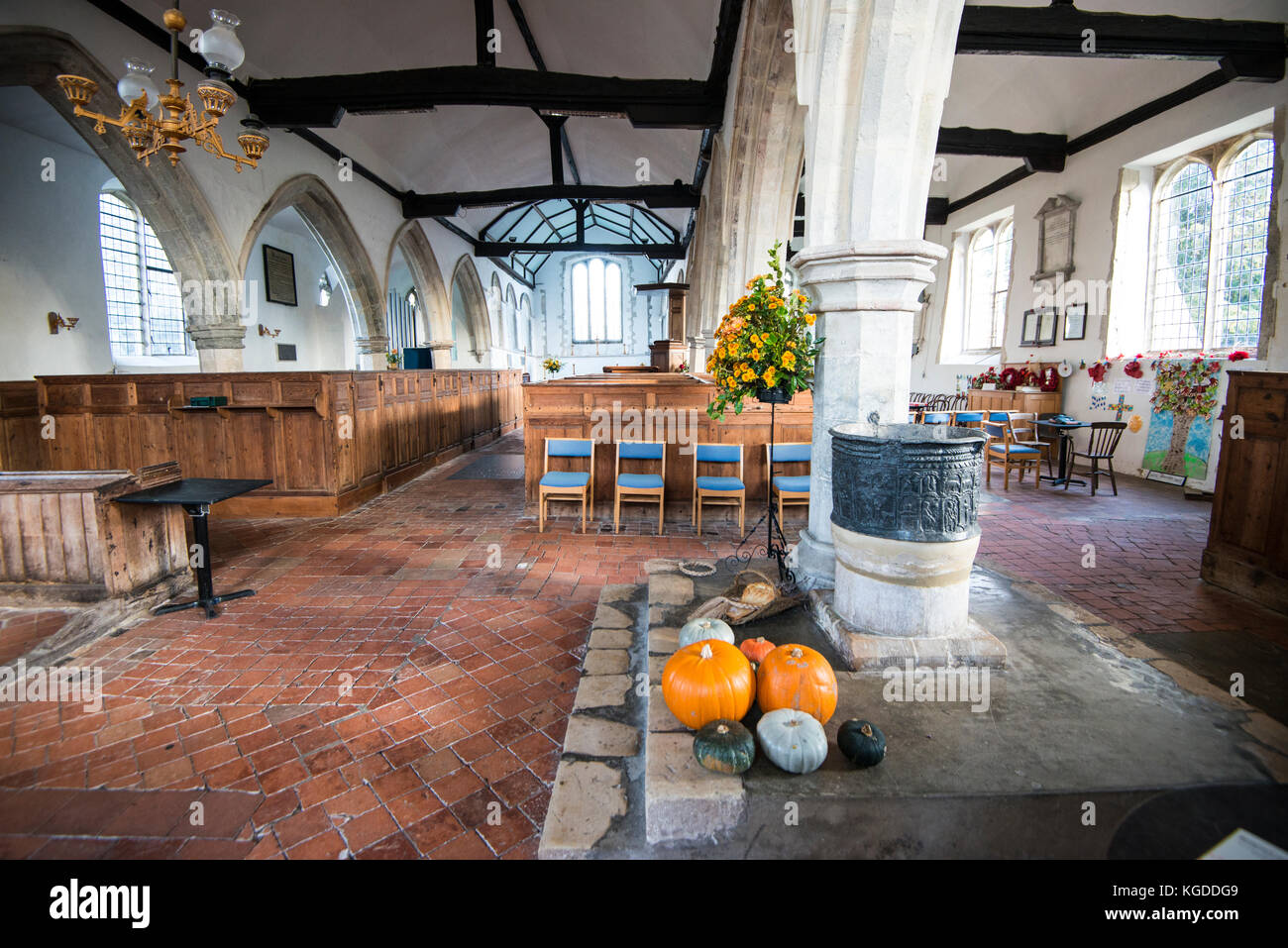 Brookland Church and separate steeple in Kent, not too far from Rye in East Sussex. In the church is a very ancient font and a painting of a murder. Stock Photo