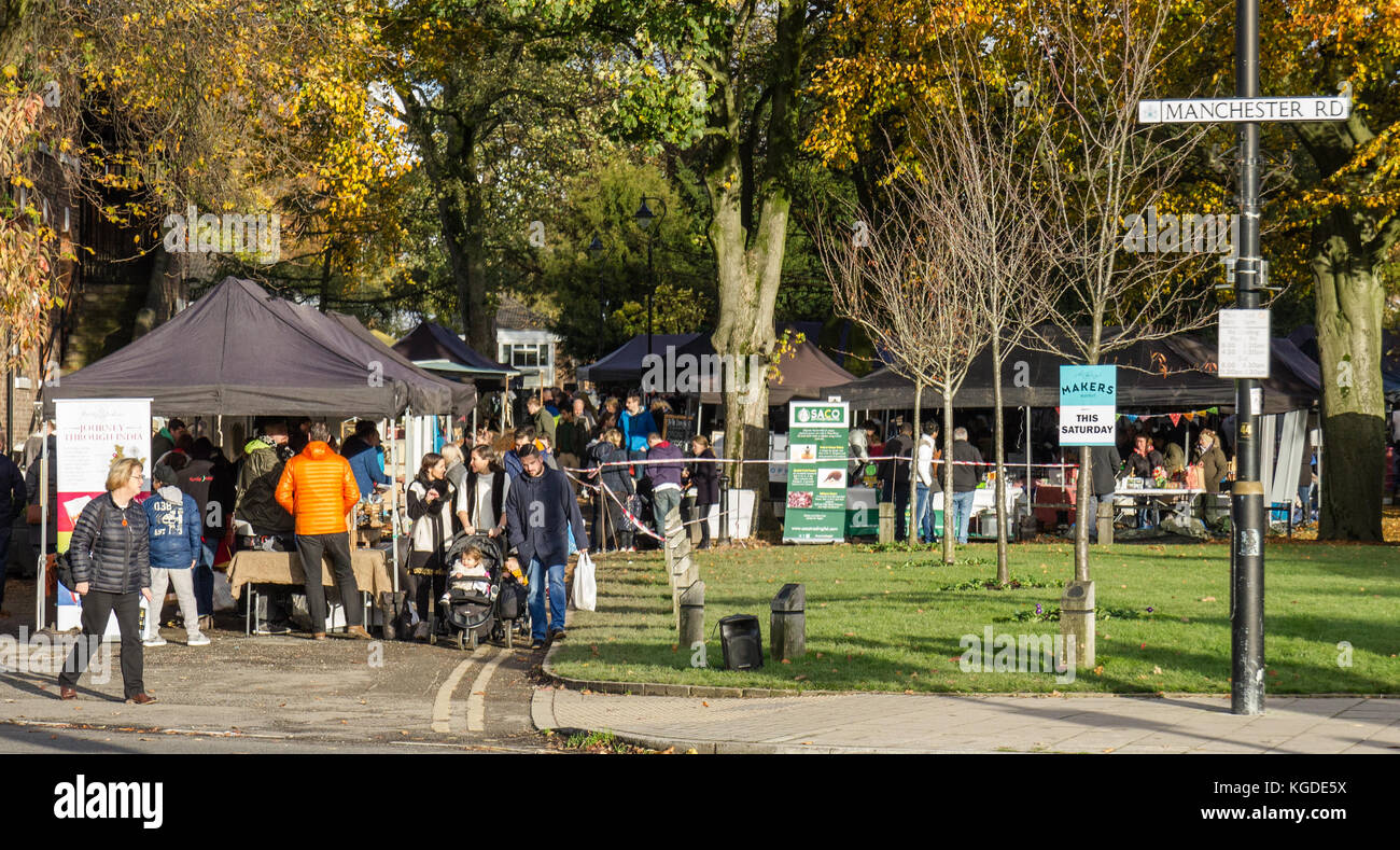 Cheadle Village - The Makers Market on a sunny November 2017 afternoon Stock Photo