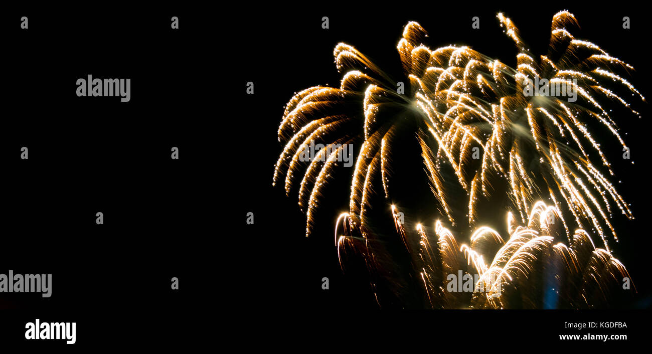 Fireworks display at bonfire 4th of November celebration, Kenilworth Castle, UK Stock Photo Alamy