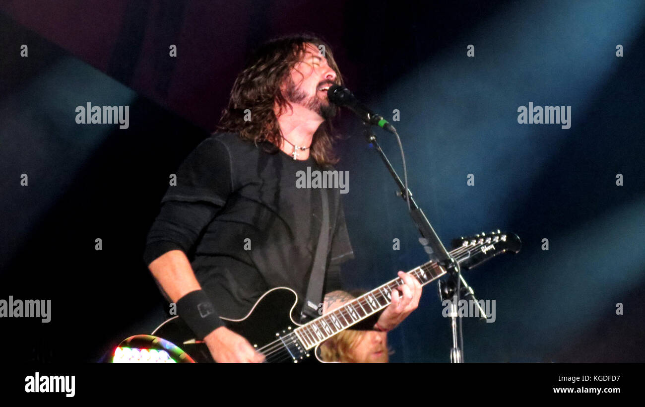 NEW YORK, NY - SEPTEMBER 29; Dave Grohl of The Foo Fighters performing at the Global Citizen Festival at Central Park in New York Ciity on September 29, 2012. © Jen Maler/MediaPUnch Inc. Stock Photo