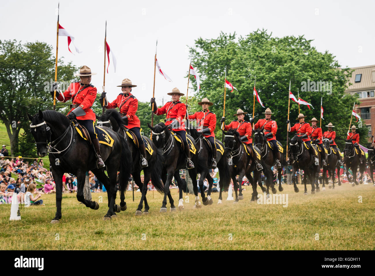 RCMP Musical Ride performance at Wanderer's Grounds in Halifax, Nova Scotia, Canada. Stock Photo