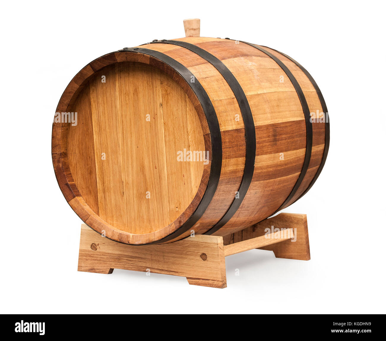 Cut Barrel Rings Wooden barrel with iron rings isolated on white with clipping path ...