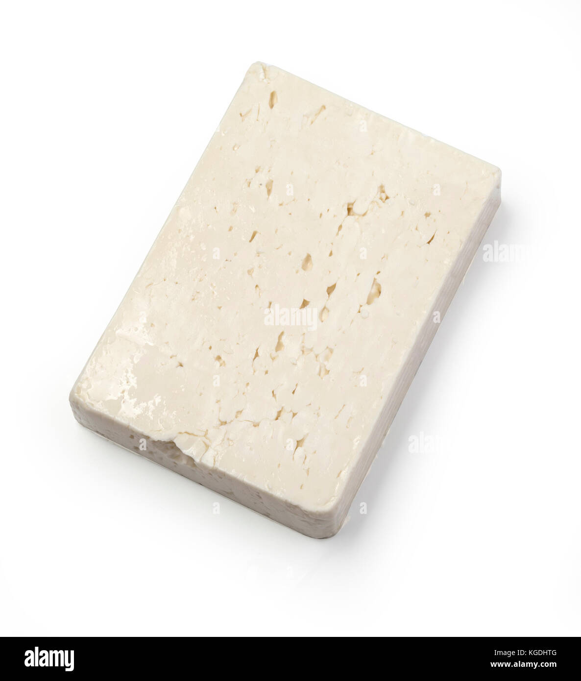 Greek feta cheese block isolated on white. with clipping path Stock