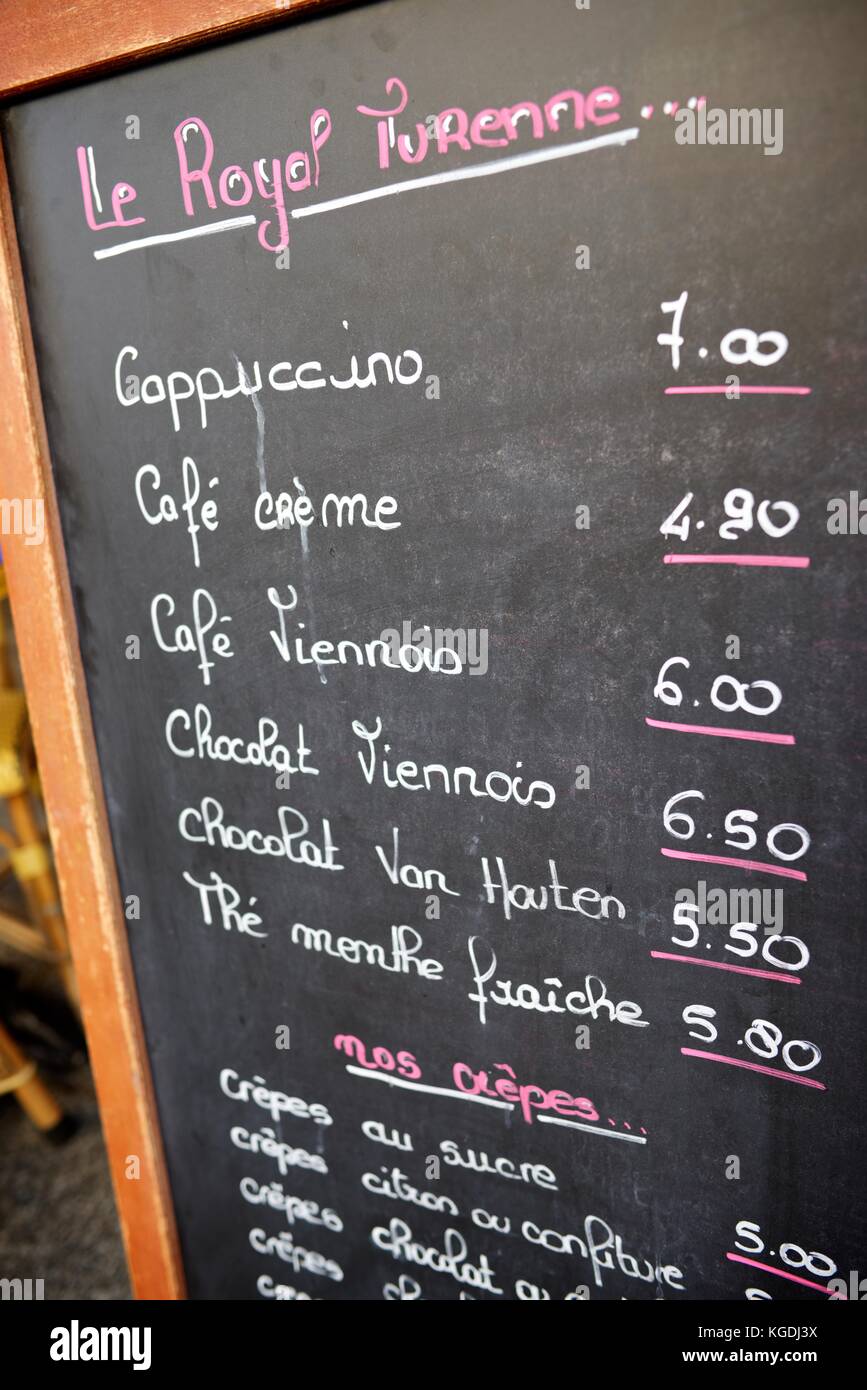 Closeup of a typical french chalkboard, Paris, France Stock Photo Alamy